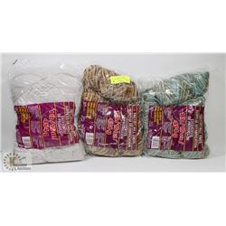 3 BAGS OF 1LB  ASSORTED COLOR 100%  ACRYLIC YARN