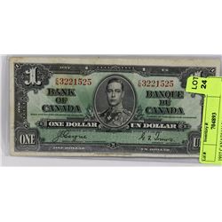 1937 CANADIAN $1 BILL