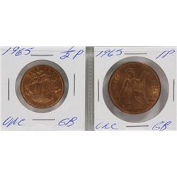 UNC 1965 GREAT BRITIAN HALF & ONE PENNY COINS.