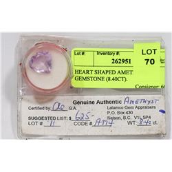HEART SHAPED AMETHYST GEMSTONE (8.40CT).