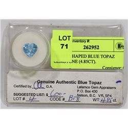 HEART SHAPED BLUE TOPAZ GEMSTONE (4.85CT).