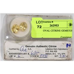 PAIR OF OVAL CITRINE GEMSTONES (7.80CT).