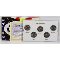 2002 US PLATINUM MINT QUARTER SET.
