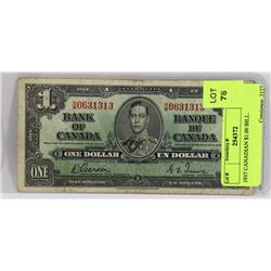 1937 CANADIAN $1.00 BILL.
