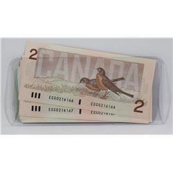 LOT OF 10 - 1986 CANADIAN $2.00 UNC SEQUENTIAL
