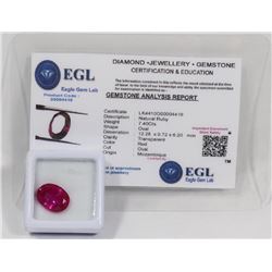 #16- NATURAL RED RUBY GEMSTONE  7.40CT