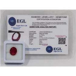 #14- NATURAL RED RUBY GEMSTONE  5.75CT