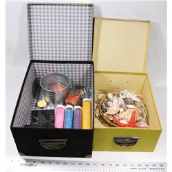 PAIR OF STORAGE BOXES WITH CONTENTS