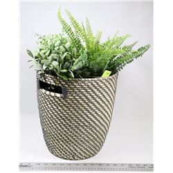 WICKER BASKET WITH VARIOUS ARTIFICIAL PLANTS