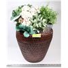 Image 1 : WICKER BASKET WITH VARIOUS ARTIFICIAL PLANTS