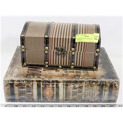 PAIR OF STORAGE BOXES WITH CONTENTS