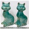 Image 1 : PAIR OF TURQUOISE CERAMIC CATS, 13" TALL