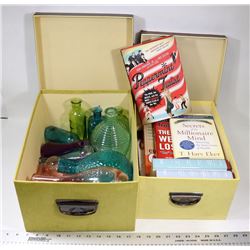 PAIR OF STORAGE BOXES WITH CONTENTS