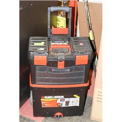 WHEELED BLACK & DECKER TOOLBOX WITH TOOLS