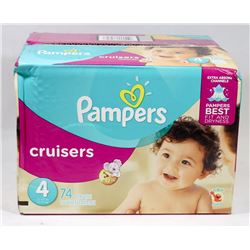 CASE OF 74 PAMPERS DIAPERS SIZE 4
