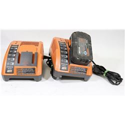 BOX W/2 RIDGID MULTI-CHARGERS & 18V