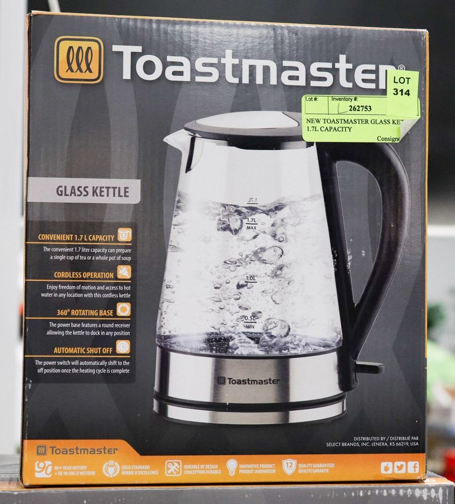 TOASTMASTER GLASS KETTLE 1.7L CAPACITY Kastner Auctions