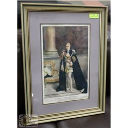 ANTIQUE KING EDWARD III FRAMED WATERCOLOUR