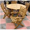 Image 3 : TEAK TABLE (51" DIA X 30" H) & 4 TEAK CHAIRS