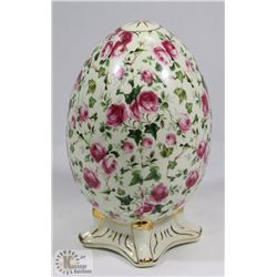 DECORATIVE CHINA EGG, 11 INCH TALL
