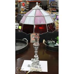 LARGE TIFFANY STYLE TRI-LIGHT LAMP -