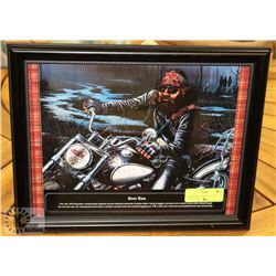 DAVID MANN BIKER CULTURE FRAMED PRINT.