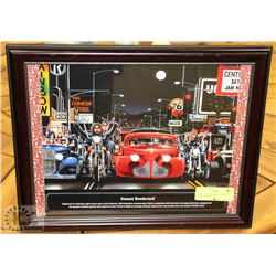 DAVID MANN BIKER CULTURE FRAMED PRINT.