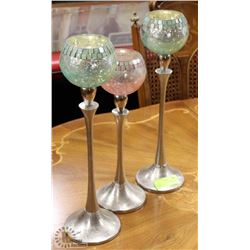 SET OF 3 TALL MOSAIC DECORATIVE GLASSES