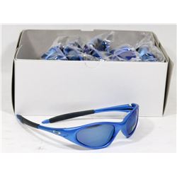 BOX OF OAKLEY STYLE BLUE DESIGNER SUNGLASSES