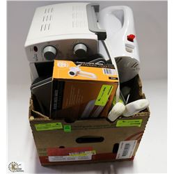 BOX W/ COMMERCIAL KNIVES, NEW PLASTIC CHEESE