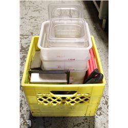 TOTE W/ 6-1/2" PLASTIC INSERTS & THREE 6L