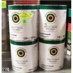 FOUR 2.84L CANS OF PIZZA-CUT PINEAPPLE PIECES
