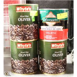 THREE 2.84L CANS OF SLICED RIPE OLIVES +