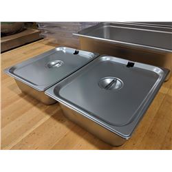 1/2 SIZE, 4" DEEP STAINLESS INSERT & LIDS - LOT O