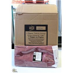 CASE OF 30 BURGUNDY TISSUE TOP TABLECLOTHS