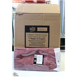CASE OF 30 BURGUNDY TISSUE TOP TABLECLOTHS