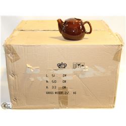 CASE OF 48 TWO CUP BROWN TEA POTS