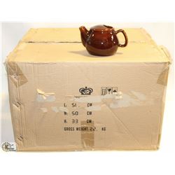 CASE OF 48 TWO CUP BROWN TEA POTS