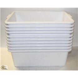 LOT OF 10 WHITE 7" DEEP TOTES