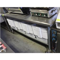 6 FT S/S COMMERCIAL PREP-TABLE W/ CASTORS &
