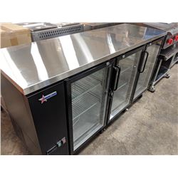 73" GLASS THREE DOOR BACK BAR COOLER