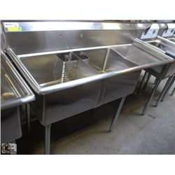 DOUBLE RIGHT DRAINBOARD SINK, 56.5” X 23.5” X 44”