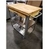 Image 1 : 30" X 20" MAPLE WOOD TOP STAINLESS MOBILE PREP