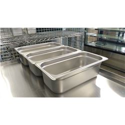 1/3 SIZE, 4" DEEP STAINLESS INSERTS - LOT OF 3