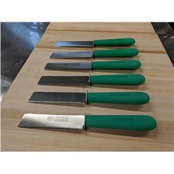 4.5” GREEN HANDLE CUT-OFF KNIVES - LOT OF 6