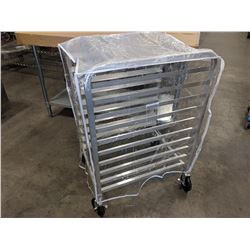 10 ALUMINUM BUN PAN RACK WITH COVER, 39" HEIGHT