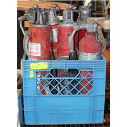 TOTE WITH ASSORTED FIRE EXTINGUISHERS