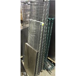 LOT OF ASSORTED WIRE WALLSHELVES W/ HINGEMOUNTS