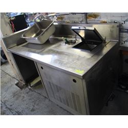 STAINLESS STEEL TABLE WITH ICE CREAM FREEZER AND