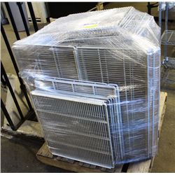 PALLET OF MANY VARIOUS COMMERCIAL COOLER RACKS